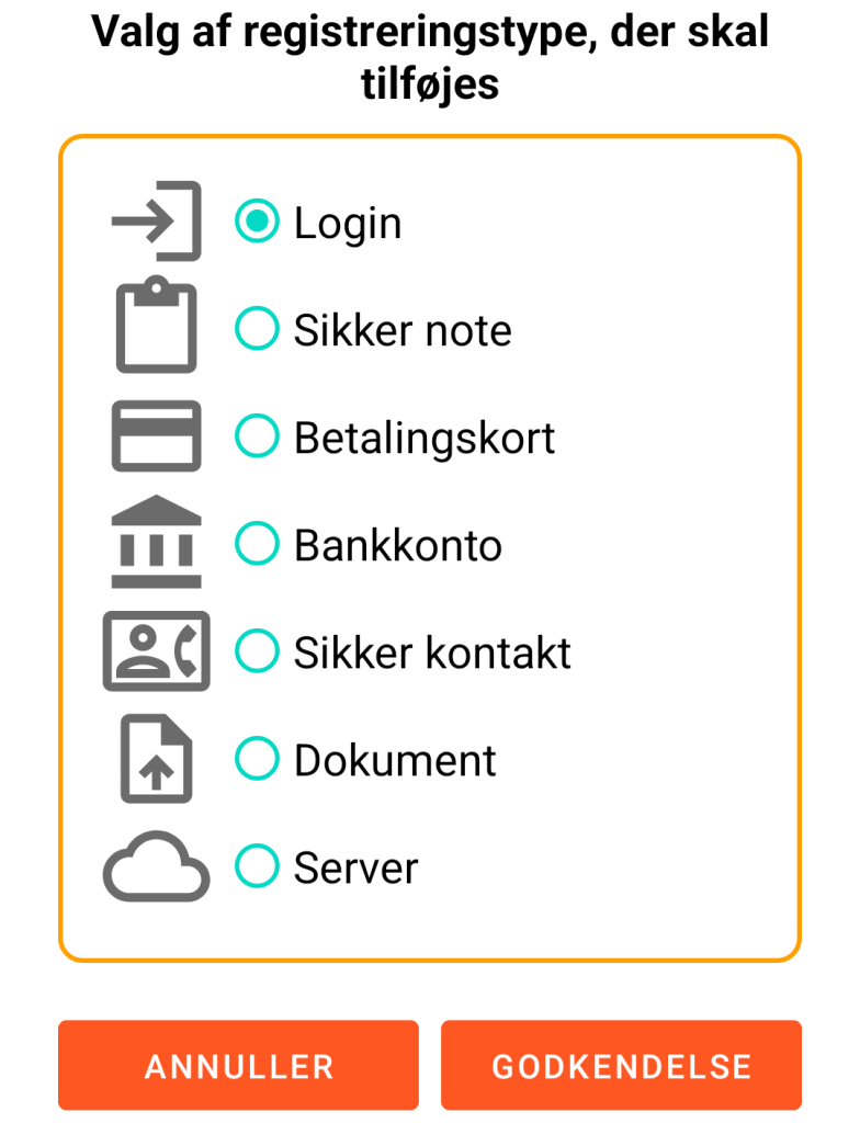 LocalSafeBox - Tilføjelse af en registrering