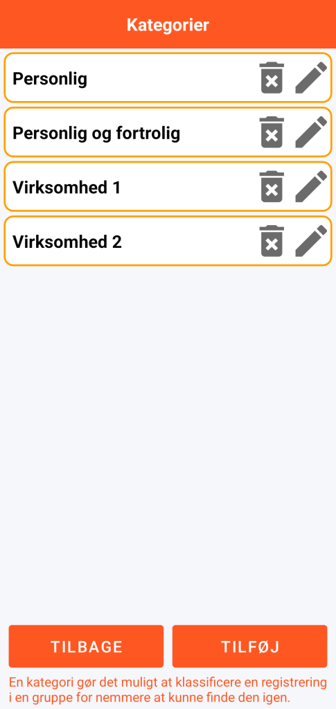 LocalSafeBox - Administration af kategorier