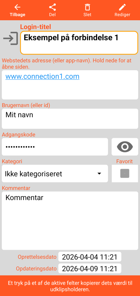 LocalSafeBox - Visning af en forbindelse