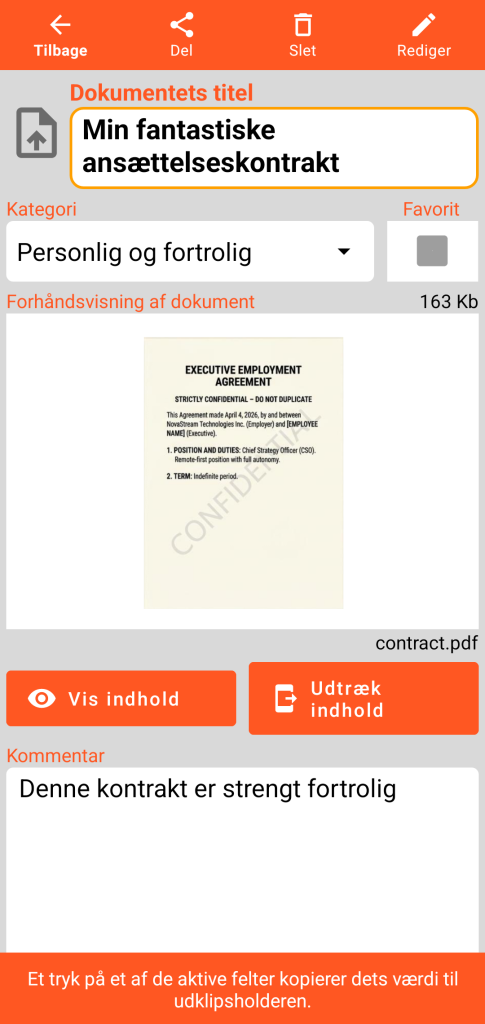 LocalSafeBox - Visning af et Document der indeholder en PDF-fil
