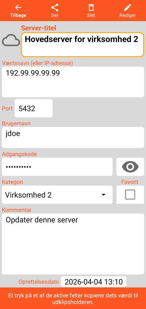 LocalSafeBox - Visning af en server