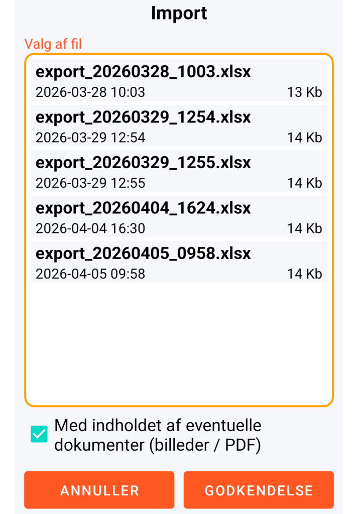 LocalSafeBox - Administration af XLSX-fil til import