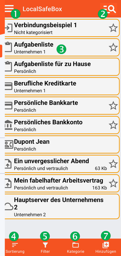 LocalSafeBox - Hauptbildschirm
