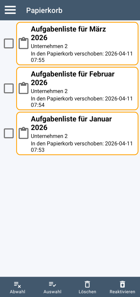 LocalSafeBox - Verwaltung des Papierkorbs