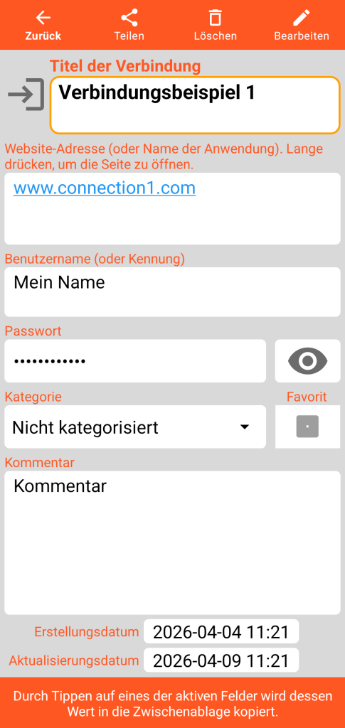 LocalSafeBox - Einsicht einer Verbindung