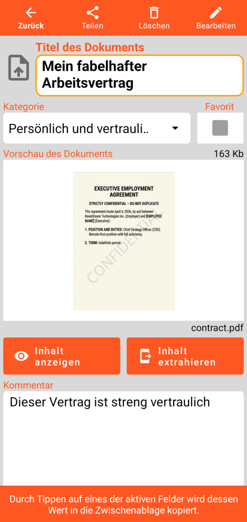 LocalSafeBox - Einsicht eines Document mit einer PDF-Datei