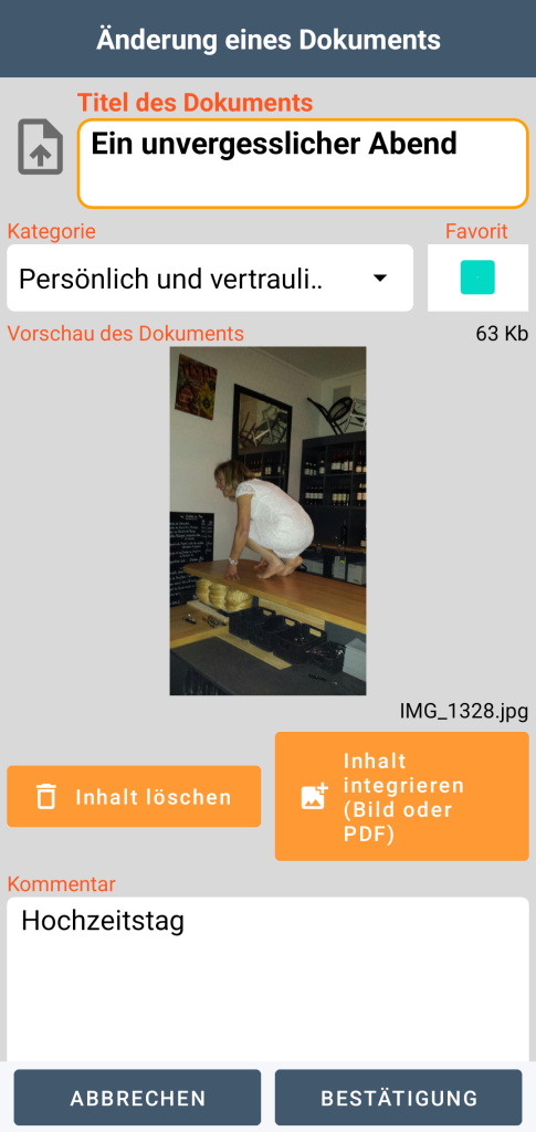 LocalSafeBox - Bearbeitung eines Document mit einer Fotografie