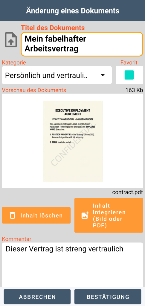 LocalSafeBox - Bearbeitung eines Document mit einer PDF-Datei
