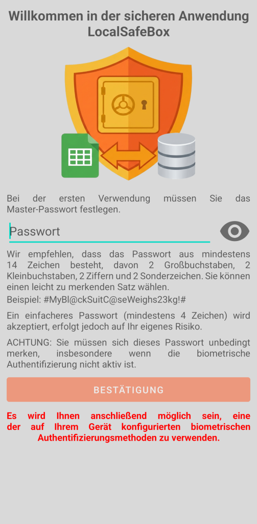 LocalSafeBox - Erstmalige Authentifizierung