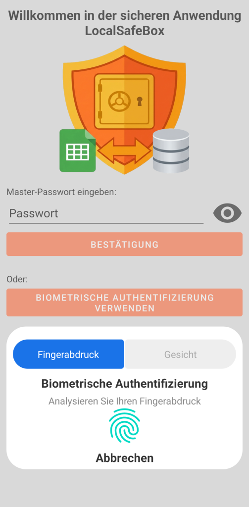 LocalSafeBox - Übliche Authentifizierung