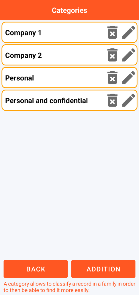 LocalSafeBox - Category management