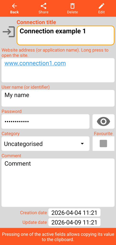 LocalSafeBox - Viewing a Connection