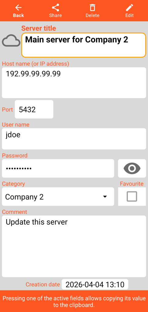 LocalSafeBox - Viewing a Server