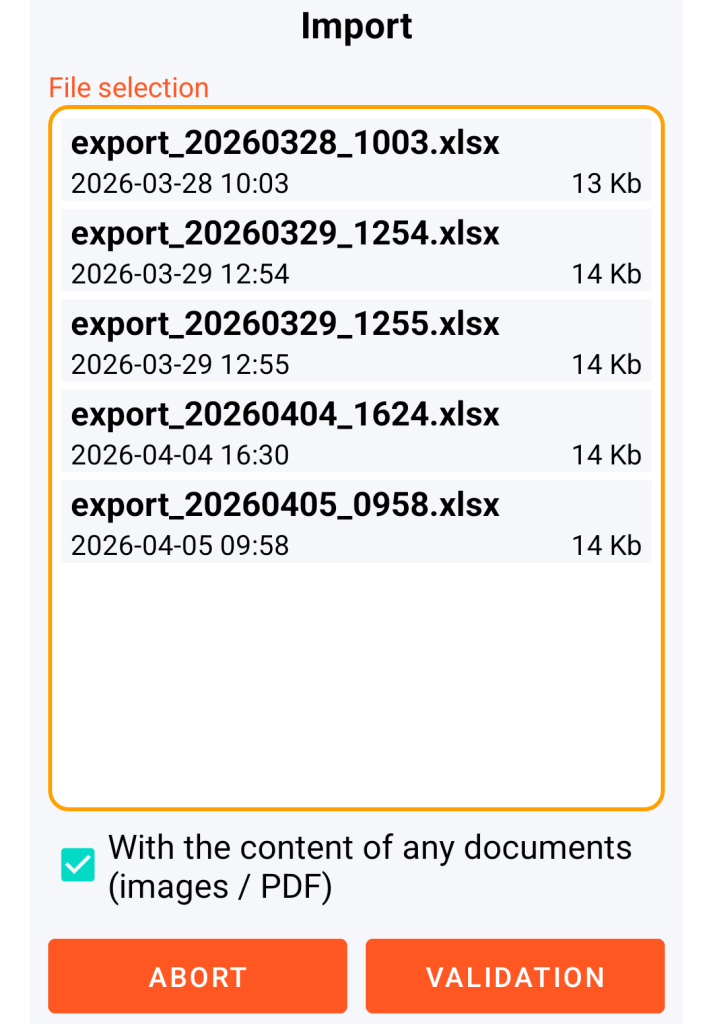 LocalSafeBox - Management of the XLSX file to be imported