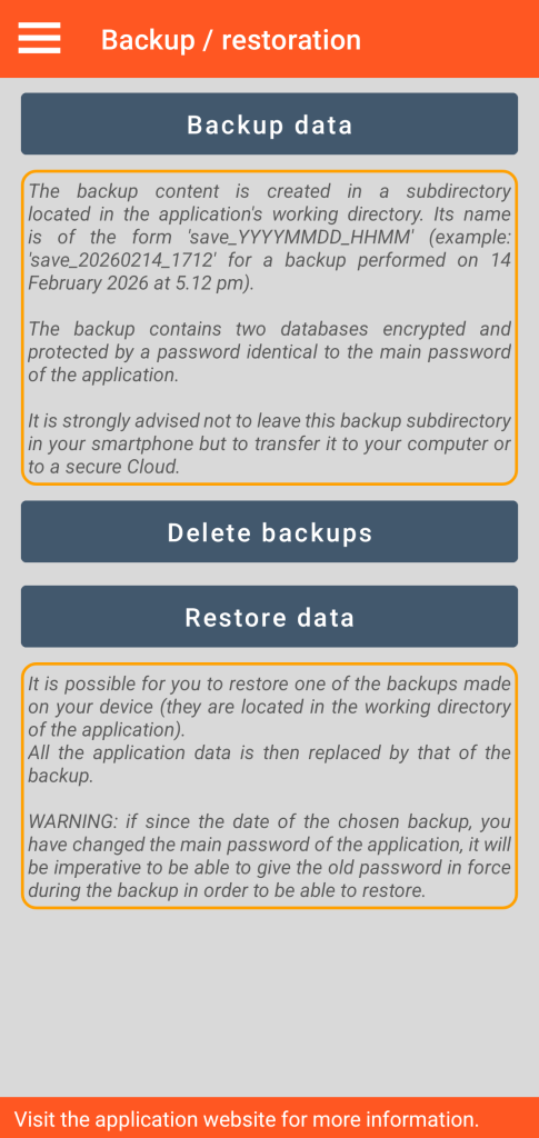 LocalSafeBox - Management of backups and restorations