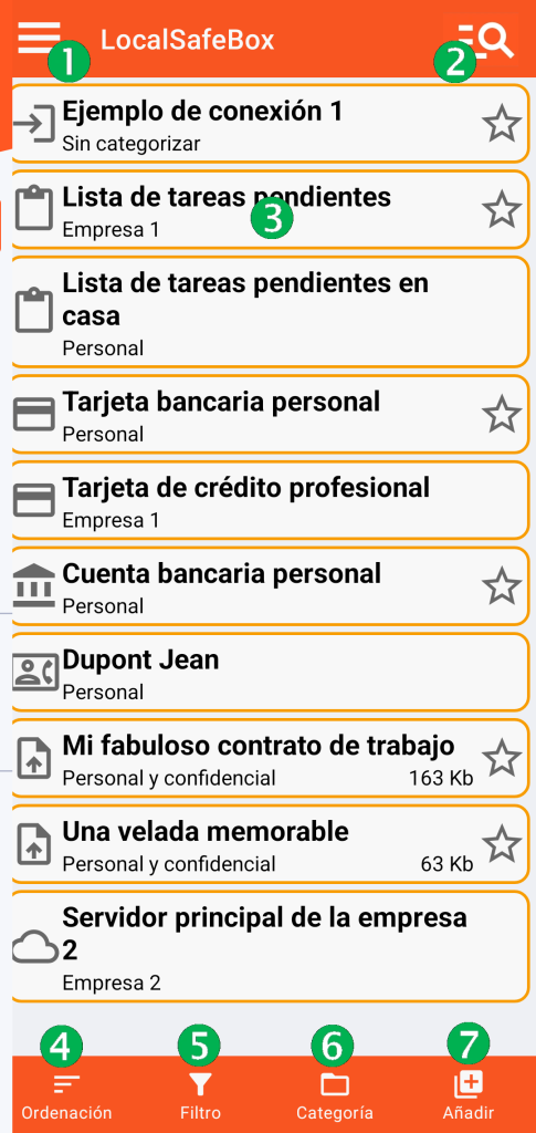 LocalSafeBox - Pantalla principal