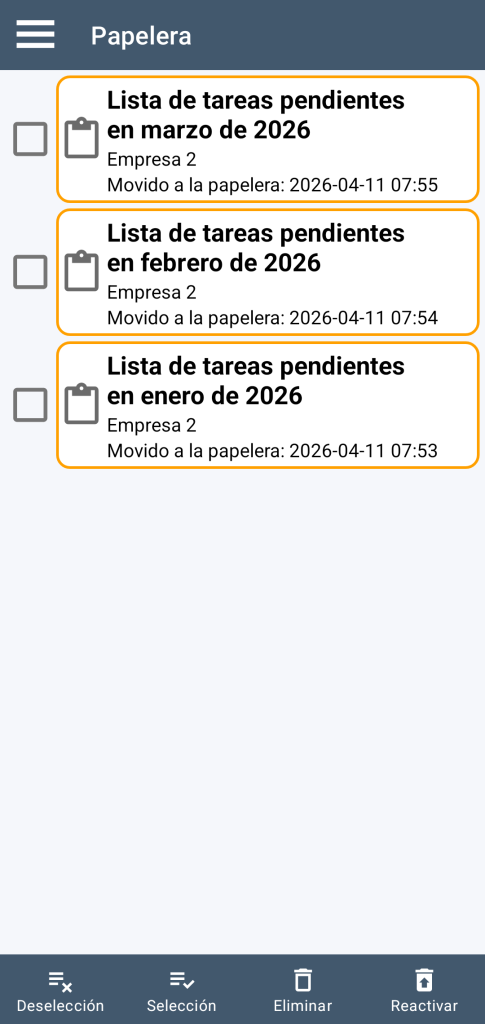 LocalSafeBox - Gestión de la papelera