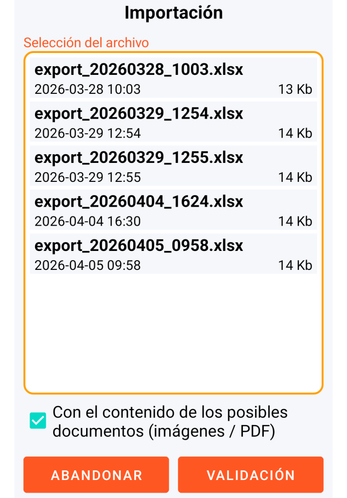 LocalSafeBox - Gestión del archivo XLSX a importar