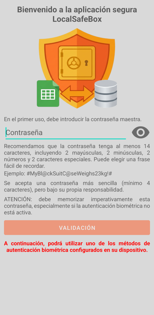 LocalSafeBox - Autenticación inicial
