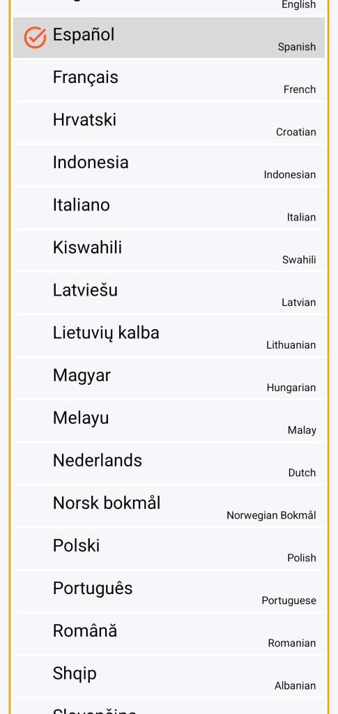 LocalSafeBox - Elección del idioma