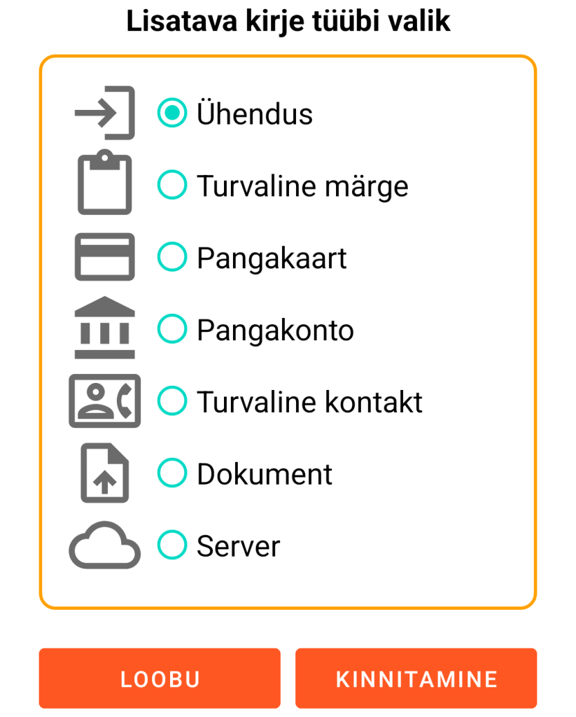 LocalSafeBox - Kirje lisamine