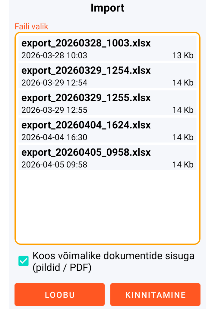 LocalSafeBox - Imporditava XLSX faili haldamine