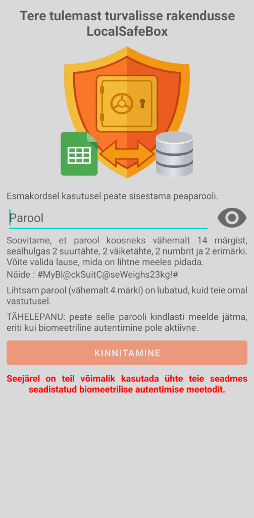 LocalSafeBox - Esmane autentimine