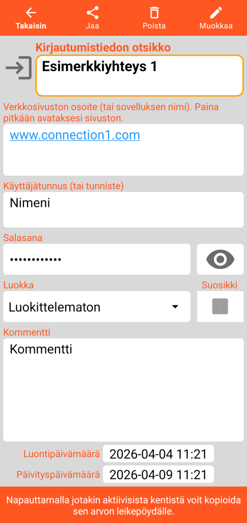 LocalSafeBox - Yhteyden tarkastelu
