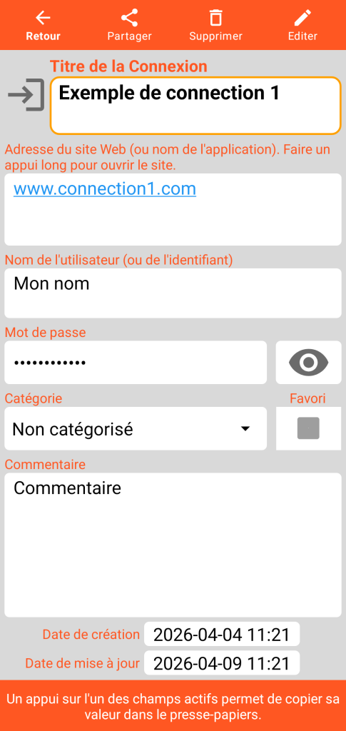 LocalSafeBox - Consultation d'une Connexion