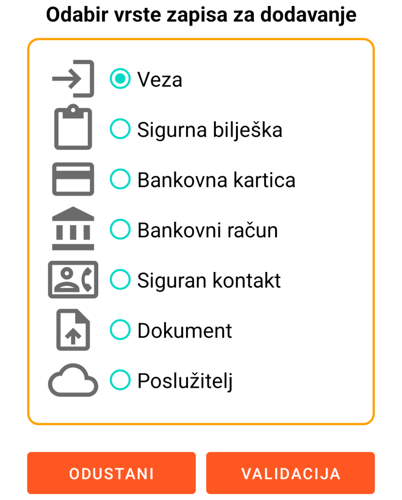 LocalSafeBox - Dodavanje zapisa