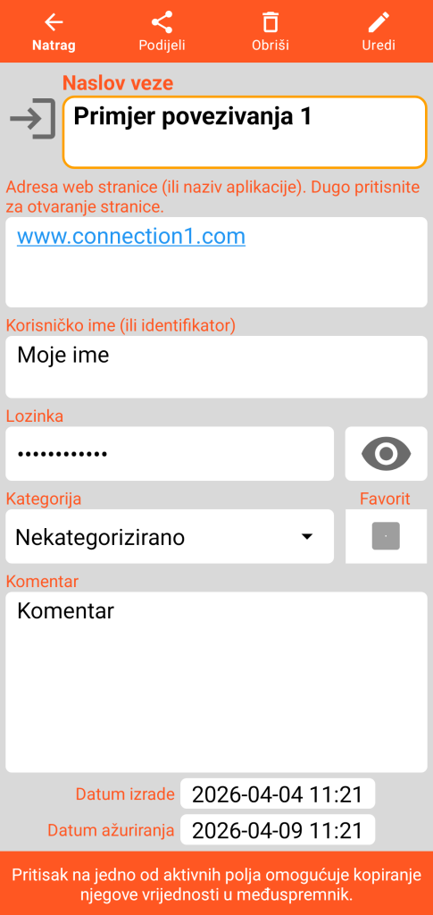 LocalSafeBox - Pregled Veze