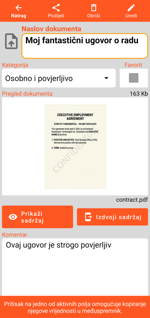 LocalSafeBox - Pregled Document koji sadrži PDF datoteku