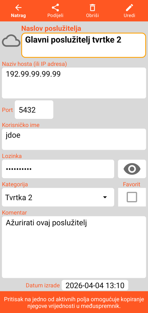 LocalSafeBox - Pregled Poslužitelja