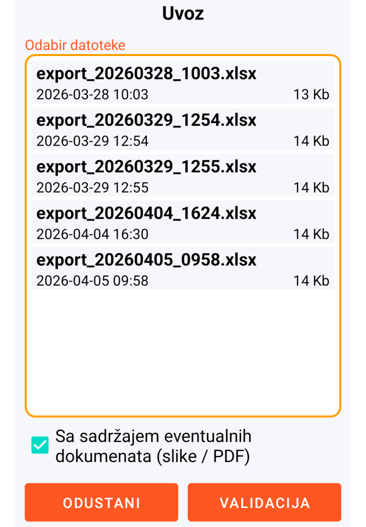 LocalSafeBox - Upravljanje XLSX datotekom za uvoz