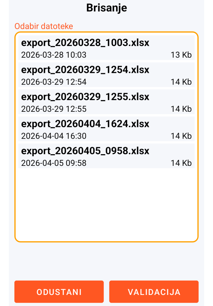 LocalSafeBox - Upravljanje XLSX datotekom za brisanje