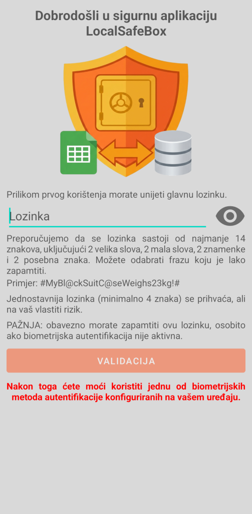 LocalSafeBox - Početna autentifikacija