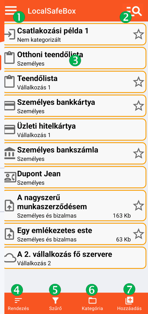 LocalSafeBox - Főképernyő