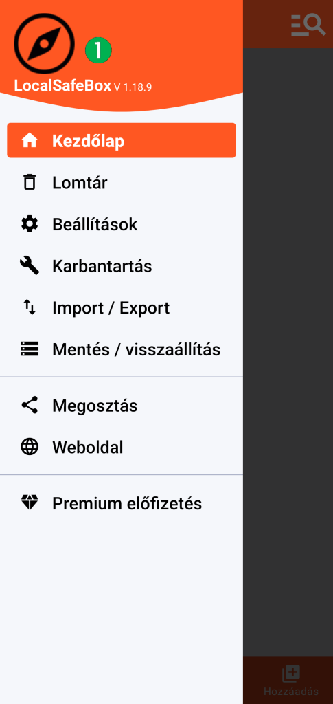 LocalSafeBox - Főmenü