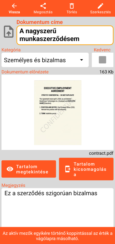 LocalSafeBox - PDF fájlt tartalmazó Document megtekintése