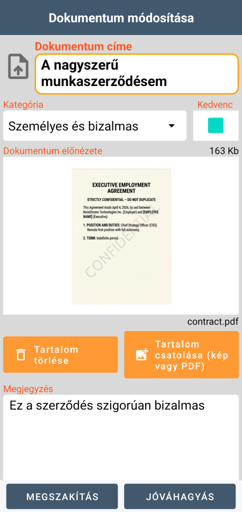 LocalSafeBox - PDF fájlt tartalmazó Document szerkesztése