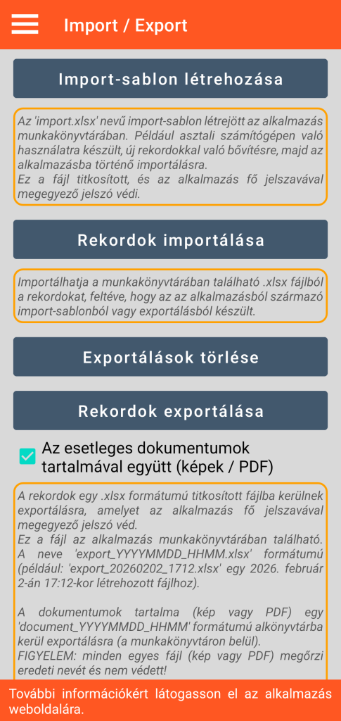 LocalSafeBox - XLSX formátumú importálás / exportálás kezelése