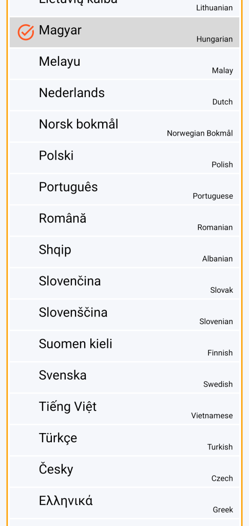 LocalSafeBox - Nyelvválasztás