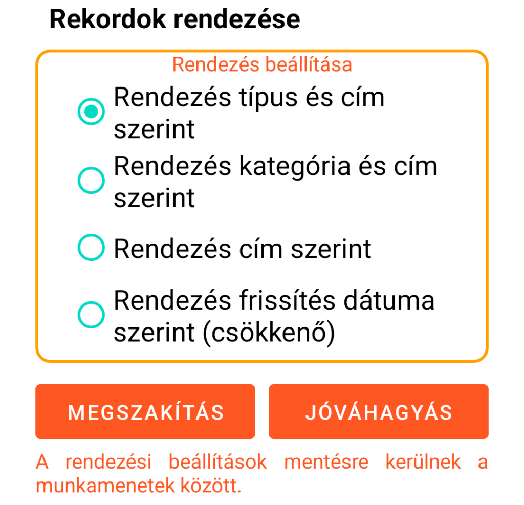 LocalSafeBox - Bejegyzések rendezése