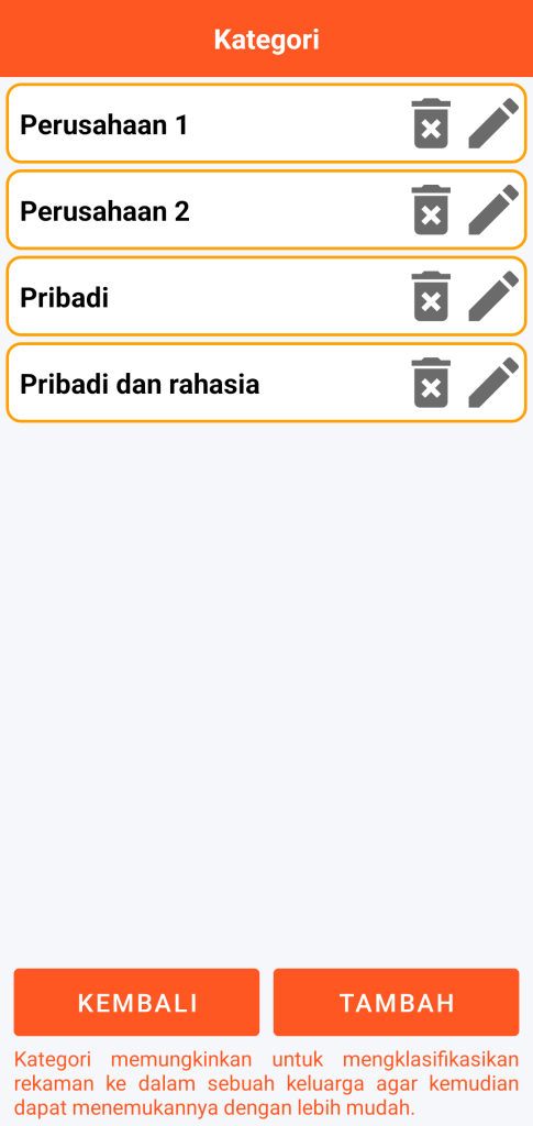 LocalSafeBox - Manajemen kategori