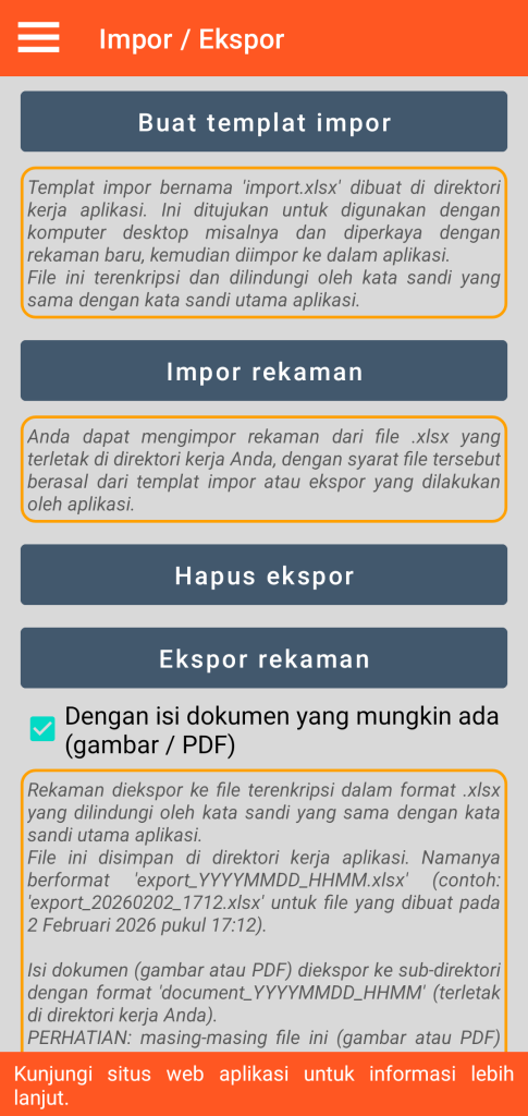LocalSafeBox - Manajemen impor / ekspor dalam format XLSX
