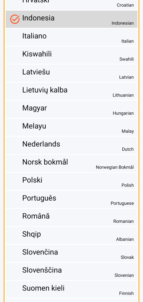 LocalSafeBox - Pilihan bahasa