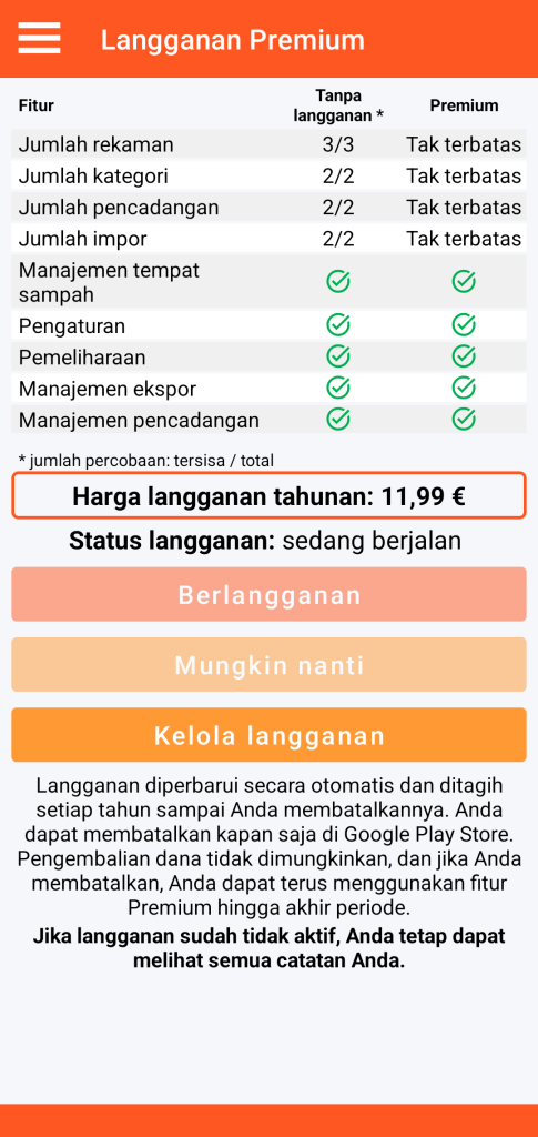 LocalSafeBox - Manajemen langganan Premium