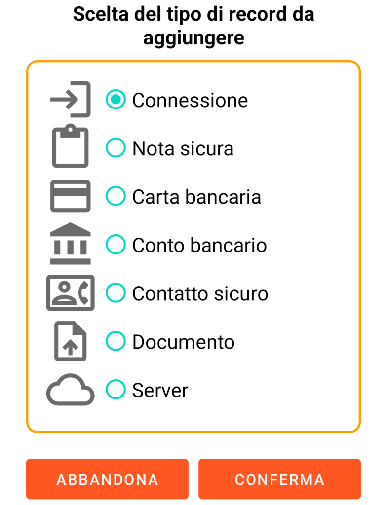 LocalSafeBox - Aggiunta di una registrazione
