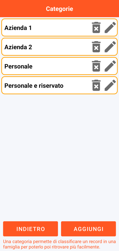 LocalSafeBox - Gestione delle categorie