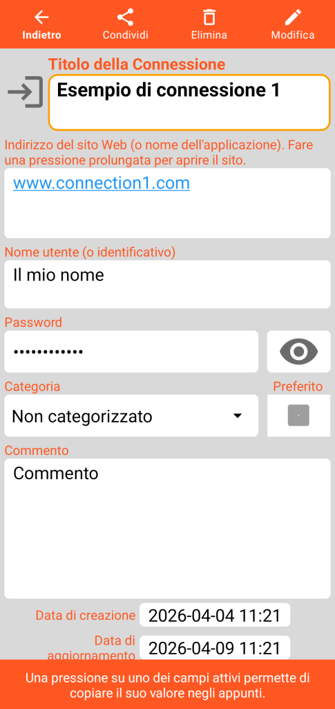 LocalSafeBox - Consultazione di una Connessione